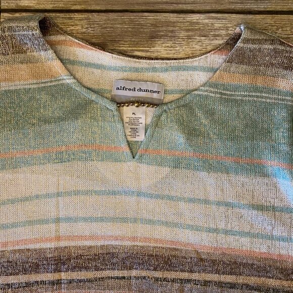 Alfred Dunner Sweater. Lightweight, multi-pastel colored, 3/4 sleeve-Size PL - Picture 2 of 7